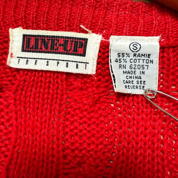 Vintage Line Up Red Country Club Cardigan Womens S Cable Knit Oversized Nautical - Picture 2 of 8
